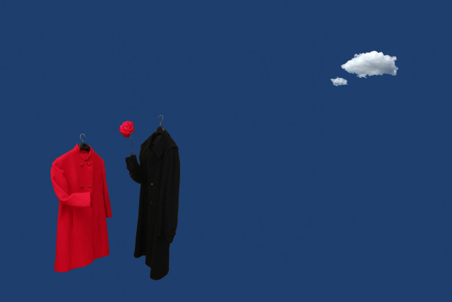 Обои картинки фото рисованные, минимализм, свидание, цветок, облако, женщина, мужчина, одежда