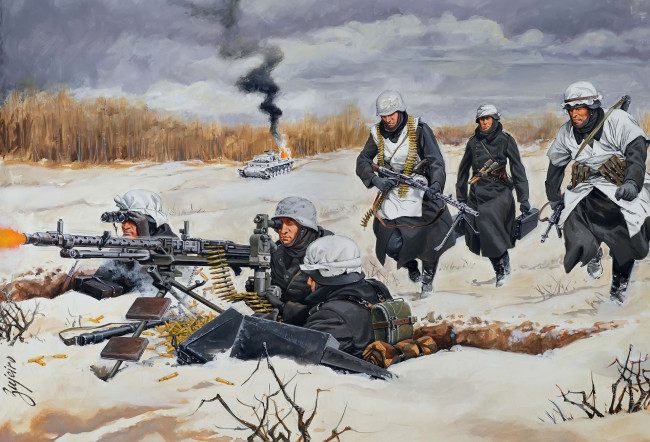 Обои картинки фото рисованные, армия, солдаты, пушка