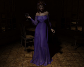 Картинка 3д+графика люди+ people вино девушка бокал взгляд фон