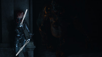 Картинка 3д+графика фантазия+ fantasy оружие фон взгляд девушка