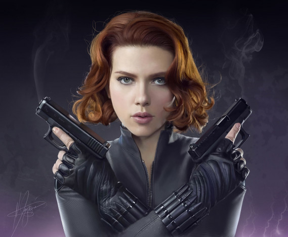Обои картинки фото рисованное, кино, scarlett, johansson, скарлетт, йоханссон, black, widow, Черная, вдова, мстители
