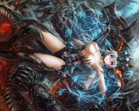 Картинка аниме животные +существа дракон девушка