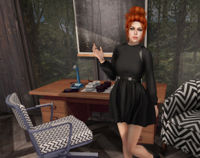 Картинка 3д+графика люди+ people фон рыжая взгляд девушка интерьер