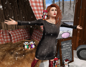 Картинка 3д+графика люди+ people девушка взгляд фон рыжая интерьер