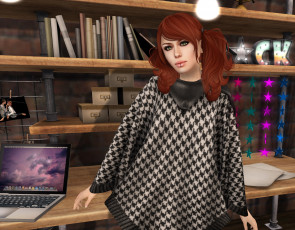 Картинка 3д+графика люди+ people рыжая фон взгляд девушка