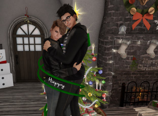 Картинка 3д+графика праздники+ holidays парень фон взгляд девушка