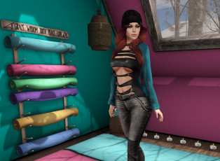 Картинка 3д+графика люди+ people фон рыжая интерьер взгляд девушка