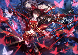 Картинка аниме touhou взгляд девушка фон