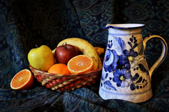 Картинка еда натюрморт кувшин фрукты