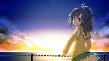 обоя high school fleet, аниме, девушка, взгляд, фон