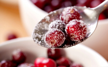 Картинка еда клюква сахар ягоды ложка