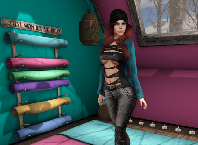 Обои картинки фото 3д графика, люди , people, фон, рыжая, интерьер, взгляд, девушка