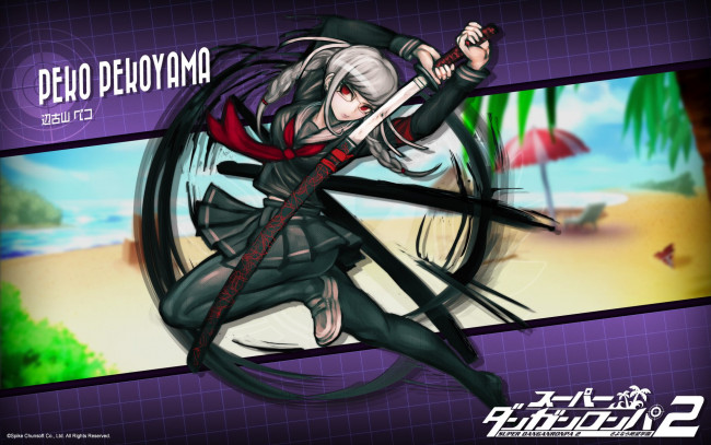 Обои картинки фото аниме, danganronpa, девушка, меч