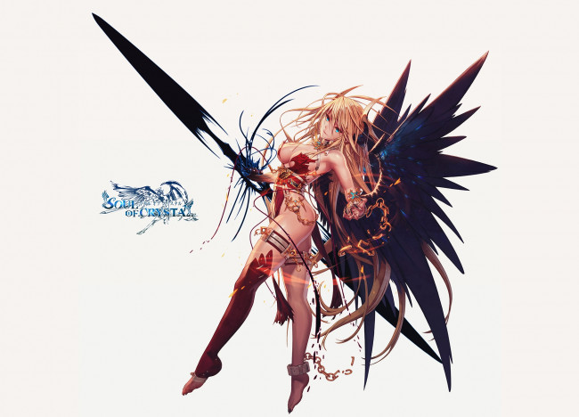 Обои картинки фото аниме, ангелы,  демоны, девушка, оружие