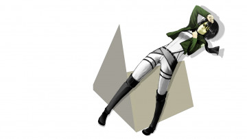 Картинка аниме shingeki+no+kyojin девушка взгляд фон