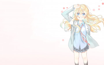 Картинка аниме shigatsu+wa+kimi+no+uso девушка фон взгляд