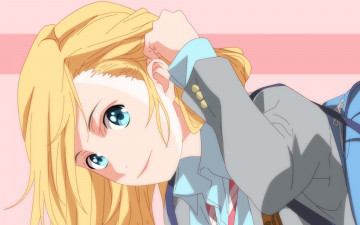 Картинка аниме shigatsu+wa+kimi+no+uso девушка взгляд фон