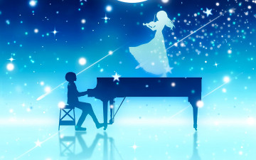 Картинка аниме shigatsu+wa+kimi+no+uso фон взгляд девушка