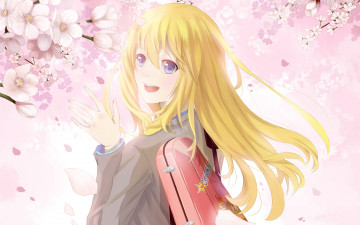 Картинка аниме shigatsu+wa+kimi+no+uso взгляд фон девушка