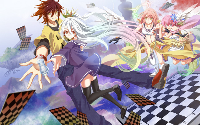 Обои картинки фото аниме, no game no life, фон, взгляд, девушка