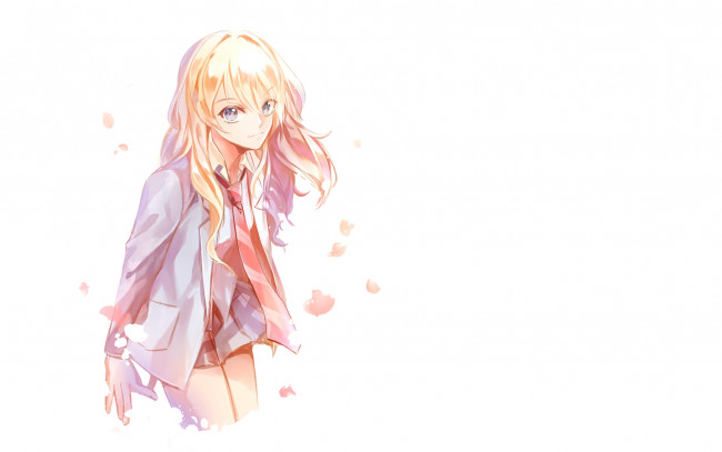 Обои картинки фото аниме, shigatsu wa kimi no uso, девушка, фон, взгляд