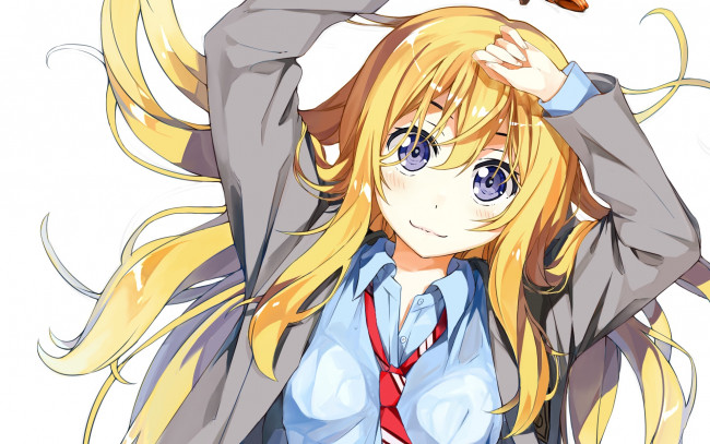 Обои картинки фото аниме, shigatsu wa kimi no uso, девушка, взгляд, фон