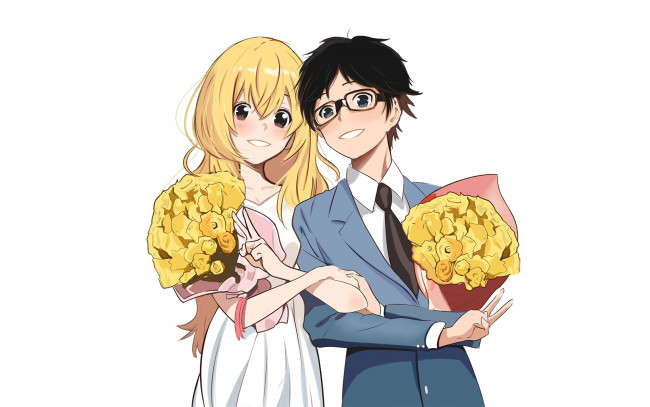 Обои картинки фото аниме, shigatsu wa kimi no uso, девушка, взгляд, фон