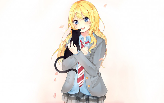 Обои картинки фото аниме, shigatsu wa kimi no uso, девушка, взгляд, фон