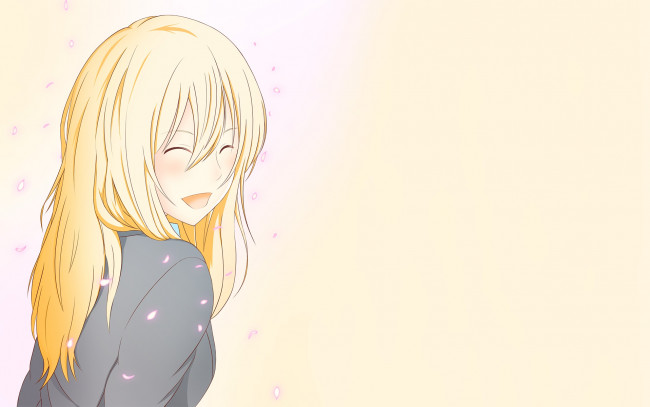 Обои картинки фото аниме, shigatsu wa kimi no uso, фон, взгляд, девушка