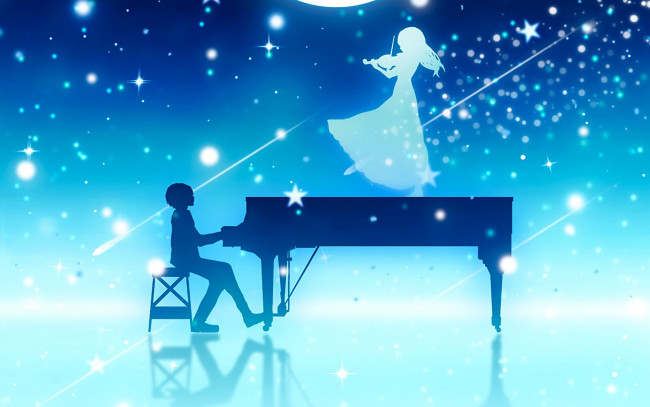 Обои картинки фото аниме, shigatsu wa kimi no uso, фон, взгляд, девушка