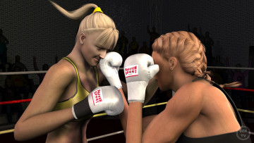 обоя 3д графика, спорт , sport, ринг, фон, взгляд, бокс, девушки
