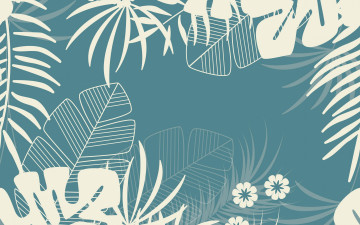 Картинка векторная+графика природа+ nature листья бирюзовый фон цветы текстура узор