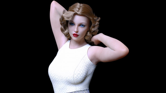 Обои картинки фото 3д графика, люди , people, фон, взгляд, девушка