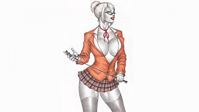 Обои картинки фото рисованное, комиксы, девушка, фон, очки, хлыст