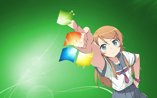 Обои картинки фото компьютеры, windows 7 , vienna, фон, логотип, взгляд, девушка