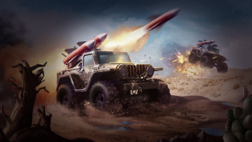 Картинка видео+игры battalion+wars ракета фон джип