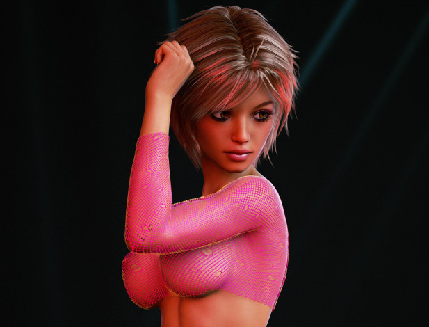 Обои картинки фото 3д графика, люди , people, фон, взгляд, девушка