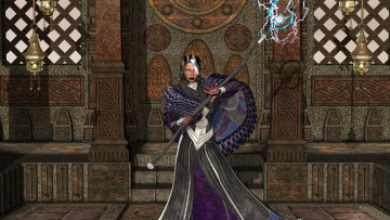 Картинка 3д+графика фантазия+ fantasy девушка фон платье посох магия