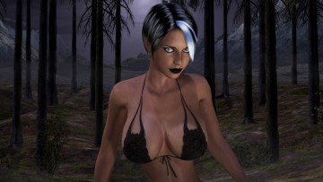 Картинка 3д+графика портрет+ portraits девушка фон взгляд лес бельё