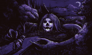 Картинка фэнтези нежить собака ночь дорога монстр