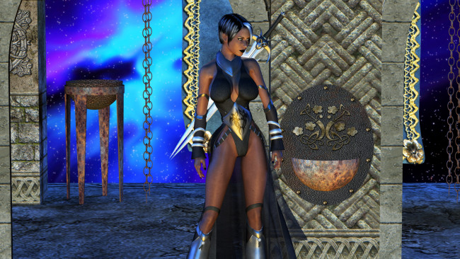 Обои картинки фото 3д графика, фантазия , fantasy, девушка, фон, платье