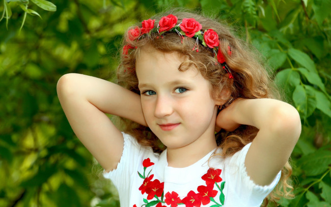 Обои картинки фото разное, дети, девочка, венок
