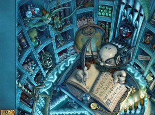 Картинка видео+игры world+of+warcraft ученый книга полки гоблин