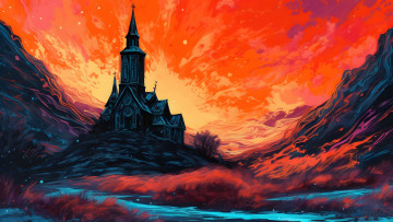 Картинка рисованное города церковь