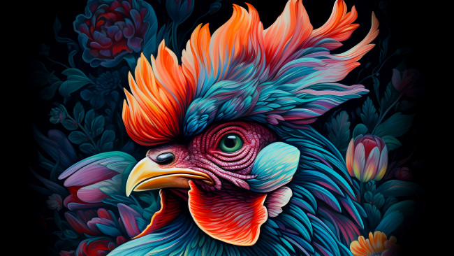 Обои картинки фото рисованное, животные, нейросети, петух