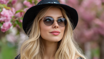 Картинка 3д+графика портреты+и+лица+ portraits+and+faсes блондинка шляпа очки