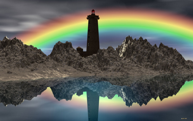 Обои картинки фото 3д, графика, sea, undersea, море, вода, маяк