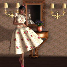 Картинка 3д графика people люди зеркало charming девушка цветы