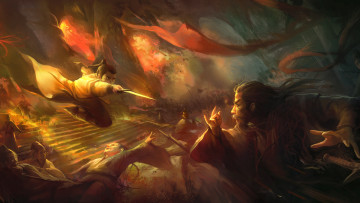 Картинка фэнтези люди кинжал сражение ступеньки