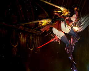 Картинка аниме -weapon +blood+&+technology полет магия обои оружие девушка kawanakajima art